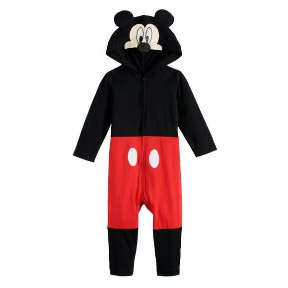 Disney's Mickey Mouse Baby Boy Hooded Jumpsuit Size 12 Months